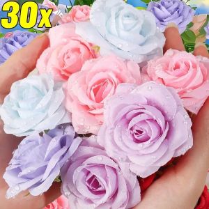 พวงหรีดประดิษฐ์3/30ชิ้นพวงหรีดของตกแต่งงานแต่งงานในบ้านดอกกุหลาบประดิษฐ์ทำมืออัลบัมภาพดอกไม้ไหมเทียมหัวของขวัญเครื่องประดับวันวาเลนไทน์ของขวัญ