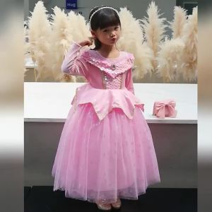 Trẻ Em Trang Phục Hóa Trang Halloween Màu Hồng Aurora Váy Công Chúa Người Đẹp Ngủ Trong Rừng Cosplay Váy Dễ Thương Đảng Bộ Trang Phục Cho Bé Gái Với Trang Trí Đính Hạt Cườm