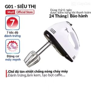Máy đánh trứng kem bơ cầm tay 7 tốc độ làm bánh G01