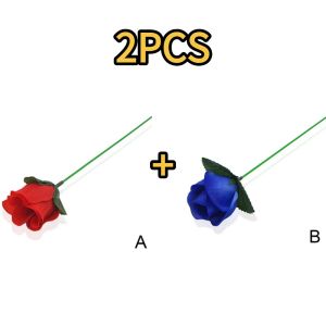 2-10PCS Flame To Rose Appearing Magic Flower Torch Magic Trick Flame Appearing Flower Professional Magician Bar Illusion Prop