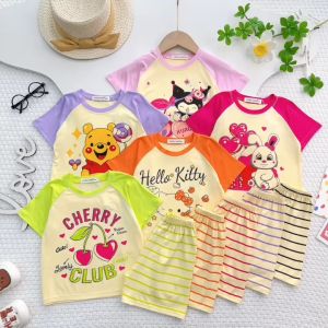 Bộ Cộc Tay Thun Lạnh Minky Mon Dễ Thương Mềm Mịn Thoáng Mát Cho Bé Gái 7-25kg 90-125cm