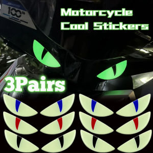 3Pairs Luminous 3D Devil Eye Motorcycle Headlight Stickers Car Motorcycle Electric Vehicle Angry Cat Eyes Night Light Reflection Warning Decorate Decal