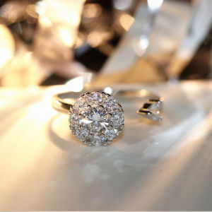 925 Sterling Silver Rotating Open Ring Sparkling Finger Fashionable Korean Style Womens Accessory Ultra-Shiny Lucky Ring