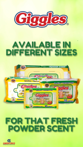 Giggles Baby Wipes Powder Scent 100 Sheets (3 packs) - Gentle Moisturizing Baby-Safe Multipurpose