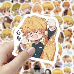 60 Pieces Agatsuma Zenitsu Q Version DIY Stickers for Demon Slayer Cartoon Anime Peripheral Handbook Decoration Posters 2026