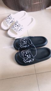 Mens Summer Slip-On Slippers Anti-Slip Bathroom Home Shoes Violent Bear Pattern Outdoor Wearable Comfortable Flat Heel EVA