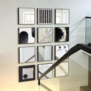 YASISHA | Minimalist Italian Black and White Abstract Geometric Wall Mirror and Decorative Art