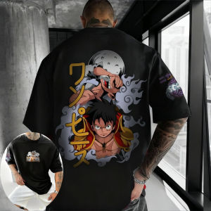 เสื้อยืดวันพีซผู้ชายลายมังกี้ ดี ลูฟี่ เสื้อยืดอนิเมะฤดูร้อน เสื้อยืดแขนสั้นสไตล์เรโทรสำหรับเด็กผู้ชาย ฤดูใบไม้ผลิและฤดูใบไม้ร่วง เสื้อคู่พ่อแม่ลูก