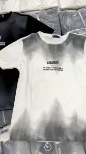 (HOT) Áo Thun Nam Cổ Tròn Phối Mùa Loang Siêu Đỉnh Họa Tiết Chữ CHANGE
