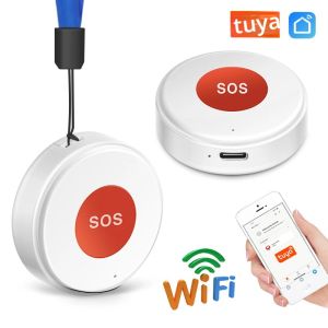 Tuya WiFi SOS Panic Call ปุ่ม Smart Life APP แบตเตอรี่ One Key ALARM สําหรับผู้ป่วยเด็กผู้สูงอายุ Man แขวนเชือก