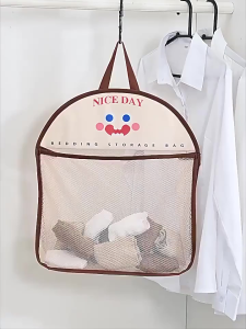 Hanging Mesh Bag Organizer Cartoon Print Visible Breathable Toys Underwear Sock Sundries Storage Bag