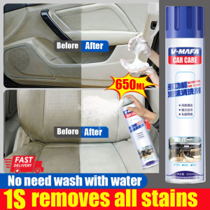 1S removes all stains Car Interior Cleaner [650ml] High capacity Foam Cleaner Spray For Car No need wash with water car cushion cleaner Turn white with one rub car seat Fabric cleaner car Leather Cleaner car dashboard cleaner car seat cleaner汽车泡沫清洁剂 洗车清洁剂