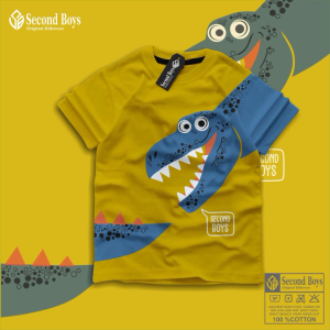 kaos anak terbaru secondboys karakter dino baju atasan anak kaos anak bahan katun combed kaos anak 1/10 tahun