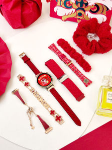 Red New Year Strap for Huawei GT5 GT4 Watch Smartwatch Band Nylon Woven Silicone Metal Leather Mens Sport High End