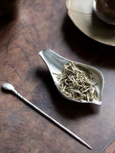 Retro Zen Ancient Tin Lotus Petal Tea Caddy Creative Tea Spoon Tea Leaf Scoop Tea Brewing Device Tea Set Accessories