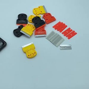 Mini Plastic Razor Blade Scraper Glass Cleaning Scraper With Metal/Plastic Blades for Removing Glue Sticker Paint Window Scraper
