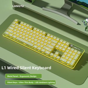 LANGTU | Pink Mechanical Keyboard and Mouse Set Wired Low Noise Typing for Women Office Use Gaming Keyboard with Surrounding Light Strip IPX4 Waterproof