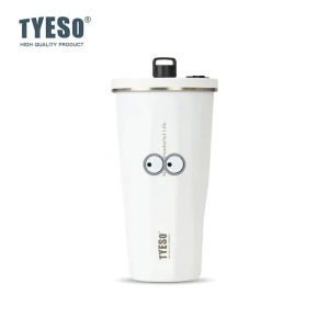 TYESO | Tyeso 600ML 304 Stainless Steel Coffee Cup With Straw Gradient Color Insulated Water Bottle Car Thermos Mug with Cute Eye