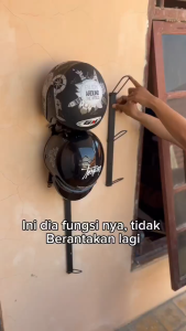 Rak Gantungan Helm Susun 3 dan 5 - Rak Penyimpanan Helm Dinding Bahan Besi Hollow Lebih Kuat & Kokoh