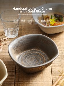YOGEHOME | Rough Ceramic Hammered Irregular Square Bowl