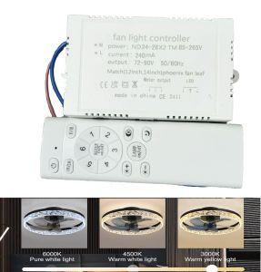 Round Fan Light Controller and LED Strip 85 - 265V Power Supply 240mA 340mA Remote for 3 Color Lighting for Ceiling Fan Light