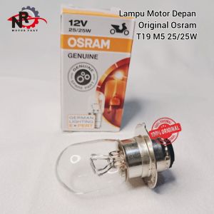 Lampu Bohlam Depan Motor Osram Original Asli Ori K1 T19 M5 12V 25W 35W 62337 Lampu Depan Standar Motor Universal Bebek Matic Beat Vario Scoopy Mio Soul GT Supra Grand Jupiter Vega Socket H6 T19 M5 Nyala Kuning NR Motor