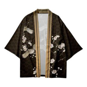 Áo Khoác Kimono Nhật Bản In Hình Hoa Mận Cổ Điển Yukata Truyền Thống Với Họa Tiết Sóng Seigaiha Dành Cho Nam Nữ Mùa Hè