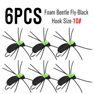 6PCS Foam Beetle Fly Trout Yellowfish Bass Fishing Fly Lure Baits Carp Fishing Artificial Lure