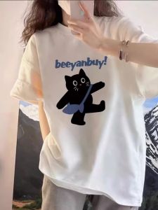 Pure Cotton Short Sleeve T-Shirt Womens Loose Fashionable Half Sleeve Top for Middle And High School Students Summer New Arrival