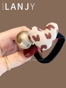 Elegant Plaid Butterfly Knot Pearl Hair Ties Womens Stylish Hair Bands Party Commute Festival Gathering Hair Accessories