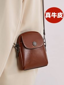 High-End Leather Vertical Mobile Phone Bag for Women Fashionable Crossbody Single Shoulder Bag Multi-Layered Popular Model