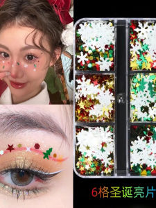 Christmas New Year Stage Makeup Face Decorations Butterfly Knot Stickers Red Diamond Facial Stickers Facial Adhesive Decorations