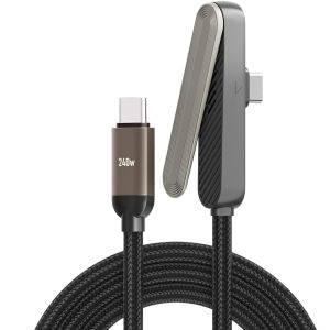 240W Fast Charging Cable 2-in-1 Type C to C Cord Foldable Bracket Desktop Stand Data Line for iPhone 17 16 Samsung Phones