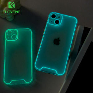FLOVEME Luxury Night Light Luminous Phone Case For iPhone 15 14 Plus 15 14 13 12 11 Pro Max Fluorescent Transparent Full Protection Soft Silicone Back Cover For iphone X XR XS Max