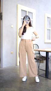 Nara Cargo Pants Celana Kulot Kargo Wanita Loose Cargo Pants Cargo Pants Knitt Premium