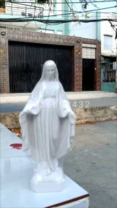 Tượng Đức Mẹ Ban Ên Trắng Đá Vitto 30cm Phong Cách Cổ Điển - Quà Tặng Công Giáo Ngoại Thất
