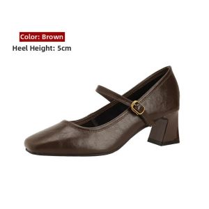 MIFEI | Genuine Leather Black Mary Jane High Heels Shoes