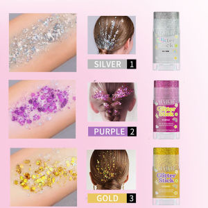 Shiny Hair Glitter Stick 6 Colors Face Body Painting Brighten Sequin Waterproof Long Lasting Gel Sequins for Stage Party Makeup