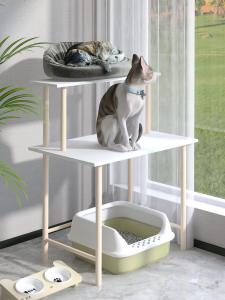 Modern Simplicity Cat Litter Box Storage Rack Balcony Cat Climbing Frame Small Pei Cat Toilet Upper Shelf Cat Bowl Shelf Cat Nest Organizer