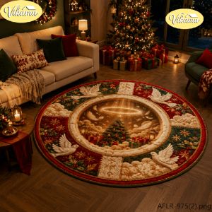 VIKAMA Christmas Angel Round Rug Soft Non-Slip Living Room Rug Featuring a Praying Angel Festive Home Decor for the Bedroom