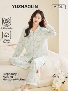 Yuzhaolin | Breastfeeding Anti-bacterial Cotton Maternity Prenatal and Postnatal Summer Sleepwear