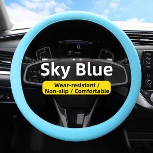 Ultra Thin Silicone Steering Wheel Cover Anti-Slip Sweat Absorbent Ice Silk Finish Universal Fit for All Seasons Car Steering Wheel Protector