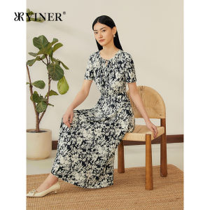 Resort Style Floral Print Elastic Silk Dress
