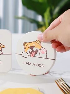 Đế Lót Ly Hình Mèo Con Vui Vẻ Bằng Đá Diatomite Thấm Hút Nước Nhanh - Miếng Lót Cốc Văn Phòng Sáng Tạo