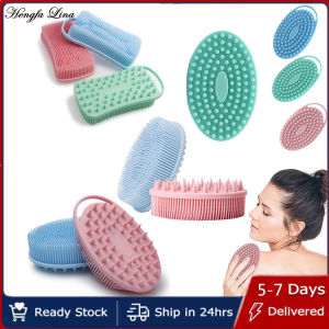 Hengfa Lina Silicone Massage Brush Bath Brush Body Scrubber Scalp Washing Comb Bristles Handheld Bath Tool Hygienic Exfoliating Hair Brush