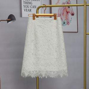 White Lace Half Skirt Womens Summer New Gentle Style High Waist A-Line Skirt Small Size Wrap Skirt Skin-friendly Breathable