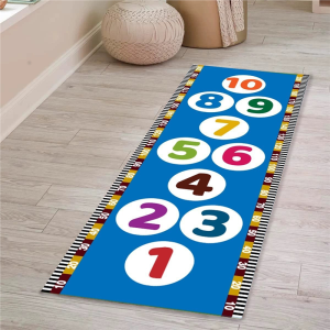 Carpet Grid House Childrens Room Cartoon Game Carpet Bedroom Bedside Rug Bé Gáis Educational Anti-Slip Mat Rectangle Shape