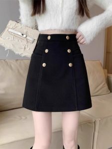 WANGGONGZHU | High Waist Thickened Woolen Mini Skirt Womens Fashion Wrap Around Skirt Autumn Winter New Style Princess Cut Short Skirt