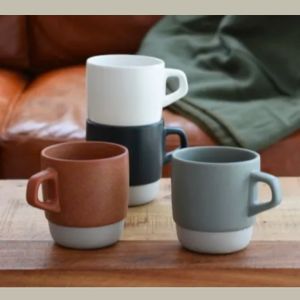 KINTO Slow Coffee Style Stacking Mug 320ml - Made in Japan. Original. Stackable Coffee Mug Dishwasher and Microwave Safe Porcelain Mugs Available in White Orange Navy Blue and Gray. Japanese Minimalist Style. Space Saving