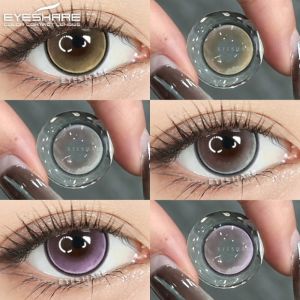 EYESHARE 2 Chiếc Kính Áp Tròng Màu Tự Nhiên Màu Tím Dùng Một Lần Hàng Năm Hema Mắt Xám Phong Cách Hàn Quốc Học Sinh Xanh Để Mặc Hàng Ngày